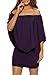 Sidefeel Women's Dresses Off The Shoulder Ruffles Night Club Bodycon Mini Dress Purple XXX-Large
