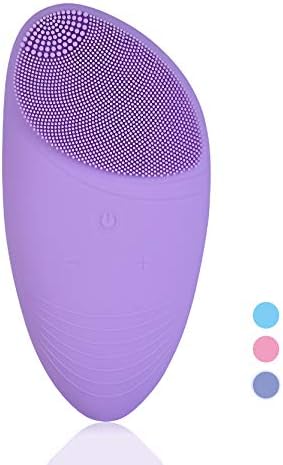 Face Cleansing Brush, Personal Silicone Electric Facial Cleansing Brush For Facial Polish, Scrub, Anti-Aging and Reduce Acne (Purple)