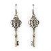 Vintage Feel Gold Tone Double Sides Crown Key Drop Earrings