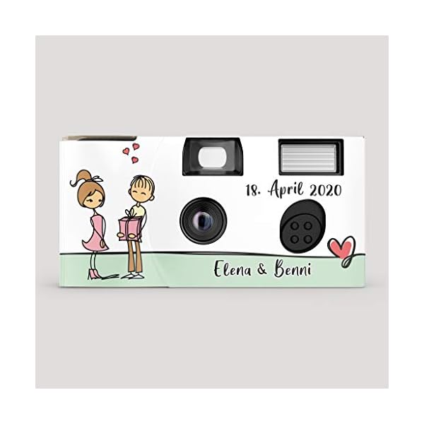 Hochzeitskamera Einwegkamera Young Couple - Present mit Personalisierung, ISO 400, 27 Aufnahmen, Blitz – Bild 3