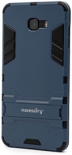 Galaxy C9 Pro Case, Maxessory [Stealth] Ultra-Slim Dual-Layer Shock-Proof Rugged Heavy-Duty Rubber Grip Rigid Hybrid Armor Shell Cover w/ Kickstand Dark Blue Black For Samsung Galaxy C9 Pro