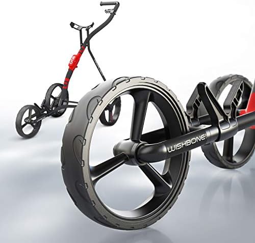Golf Trolley, Push-Pull Golf Cart | Wishbone One Megalite, 3 Wheel, Red