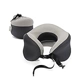 Lfwellness Memory Foam Travel Neck Support Pillow for Airplanes - Patented Structure Compact Neck Pillow Easy Storage for Travel