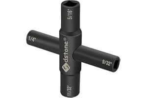 Sdstone 4 Way Sillcock Key, Fits Sillcock, Stopcock and Valves, 4 Wrench Sizes, Black, 1 Pack