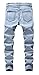 Boy's Stylish Moto Biker Skinny Ripped Wrinkled Stretch Fit Denim Jeans