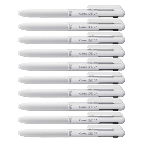 Pentel BXAW375W Calme Multifunctional Pen, 2 Ballpoint Pen Refills 0.35 mm (Black/Red) and 1 Mechanical Pencil Lead 0.5 mm, Significantly Submerised Click Sound, Refillable, 1 Pack = 10
