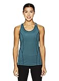 Reebok Women's Dynamic Fitted Performance Racerback Tank Top- Stripe Deep Teal/Green, Large