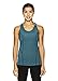 Reebok Women's Dynamic Fitted Performance Racerback Tank Top- Stripe Deep Teal/Green, Large