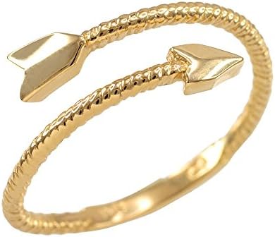 Modern Contemporary Rings 10k Yellow Gold Twisted Rope Band Double Arrow Wrap Ring