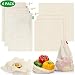 Beeswax Wrap 3 Pack and 3 Pack Reusable Produce Bags, FIRPOW Eco Friendly Reusable Beeswax Food Wraps, Alternative to Plastic Wrap for Food Storage, 2 Medium, 1 Large, 3 Cotton Produce Bags
