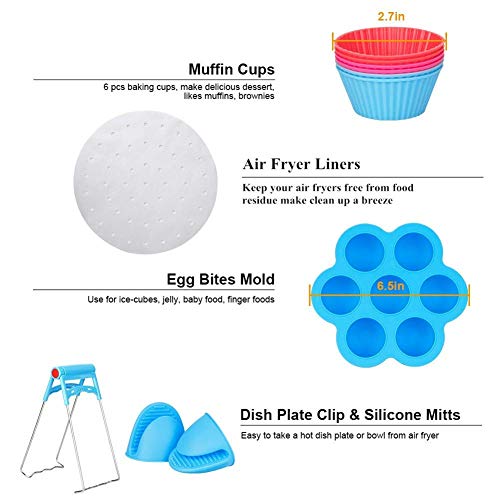 ACECAR 7inch 15Pcs Air Fryer Accessories with Recipe Cookbook for Growise Phillips Cozyna Fits All 3.5QT - 5.8QT Air Fryer, 7in Deep Fryer Accessories 13 Set - Thumbnail 6