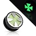 Earrings Ring Black UV Screw Fit Plug with Glow in The Dark Hollow Iron Cross Sold as a Pair 00g