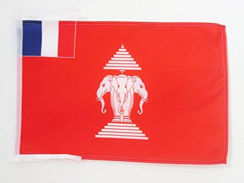 AZ FLAG, French Protectorate of Laos Flag, 18'' x 12'', 100% Polyester Indochina Small Banner with Two Cords, Fade Resistant
