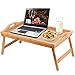 Bamboo Bed Breakfast Folding Tray-Laptop Desk Great for Dinner Tea Bar TV Eating Tray Stable(Beige)