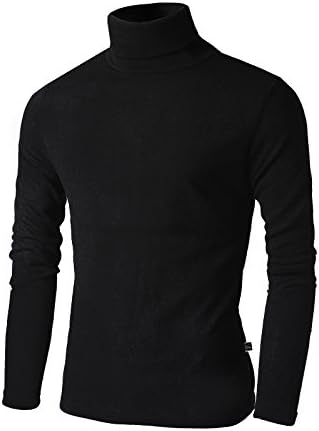 Nyfashioncity Mens Turtleneck Pullover Sweater Long Sleeve Slim Fit Shirts (US XL(Asia 3XL), Black)