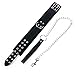 Black Collar Leash with Chain - Bondage Sex Product for Kink Play