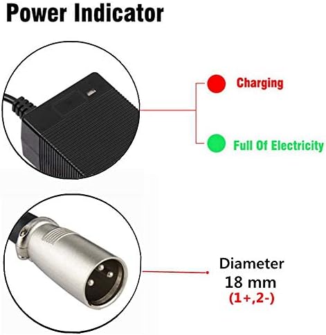 TANGSPOWER 24V 2A Acide de Plomb Chargeur de Batterie pour E-Bike Scooter électrique Voiturette Fauteuil Roulant Chargeur XLR 3 Broches Connecteur