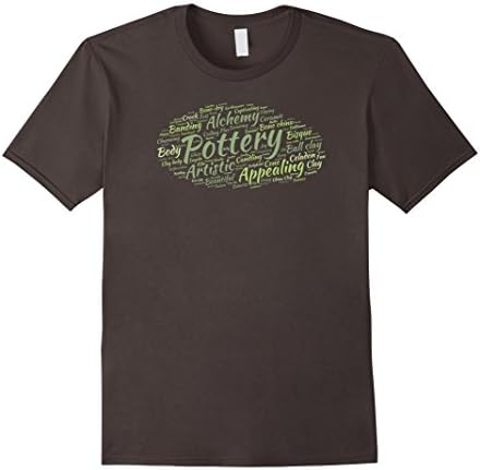 Men's Pottery Clay Green Word Cloud Tee Shirt XL Asphalt