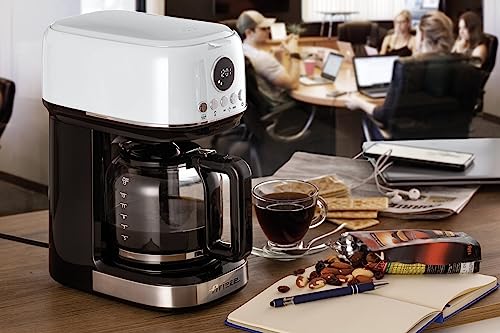 , Moderna 1396 Filterkaffeemaschine zur Zubereitung von Amerikanischer Kaffee, für bis zu 15 Tassen, Glaskaraffe, Warmhalteplatte, LCD-Display, herausnehmbare und waschbare Filter, Schwarz