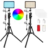 QEUOOIY 2 Packs RGB LED Video Light with Adjustable