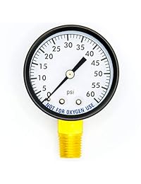 Super Pro 80960BU medidor de presión de agua para piscina o spa, 0 60 PSI, montaje inferior, rosca de tubo de 1 4 de pulgada