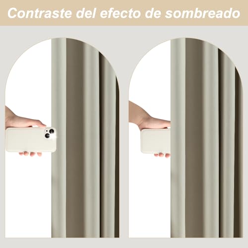 HONGHCL Cortinas Blackout 100% - Cortinas para Recamara y Sala con Forro Negro, Ultra Livianas, Alta Privacidad Ideal para Dormitorios, Apartamentos