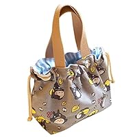 LIEOAGB When The Lunch Box Bag Japan Environmental Protection Canvas Cute Cartoon Men and Women Rice Bag Cosmetic Bag Mini Mummy Bag-Grey-OneSize
