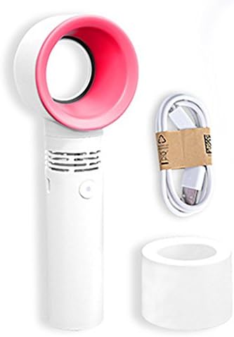 Mini USB Rechargeable Portable Bladeless HandHeld Fan, Wireless Fan with 3 Fan Speed Level LED Indicator No Leaf Electric Leafless Household Desk Fan Outdoors Cooler For Children Trave by Ideapark (White)