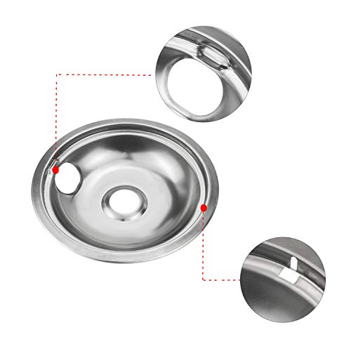 4 Pack Stainless Steel Reflector Bowls Universal Drip Pan Kits Gas Stove Burner Rings for Whirlpool W10278125