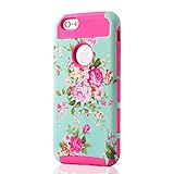 iPhone 6 Case, Vogue shop Peony Design Hybrid High Impact Heavy Duty Dual Layer Hard PC Outer Shell with Soft Rubber Inner Armor Defender Case Cover for Apple iPhone 6 4.7 Inch (peony Rose)