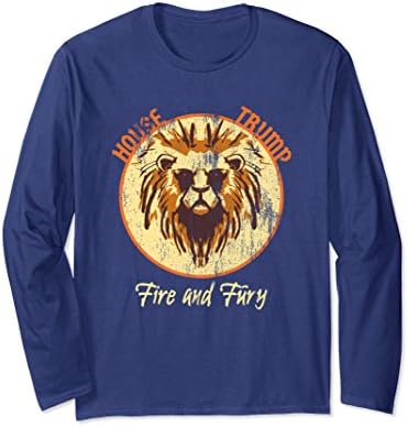 Unisex House Trump Fire and Fury Long Sleeve T-Shirt XL: Navy