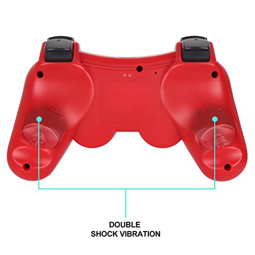 PS3 Controller Wireless Dualshock3 Joystick - OUBANG Upgrade Version Patent Remote Best Bluetooth Sixaxis Control Gamepad Heavy-duty Game Accessories for PlayStation3 (Red) - Thumbnail 2