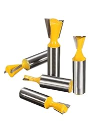 Yakamoz - Juego de 5 puntas de 1 2" de vástago para enrutador de cola de palisandro con medio persiana y a través de Dovetail Jig Joints Cutter Bits de diámetro 1 4" 1 2" 3 8" 5 8" 3 4"