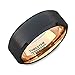 Duke Collections 8mm Two Tone Black Rose Gold Tungsten Ring Matte Brushed Surface Beveled Edge Mens Wedding Band Tungsten Carbide Comfort Fit (9)