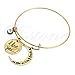 FunnyDay 1PC New Charm Alloy Expandable Wire Bangle Bracelet Crescent Adjustable Pendant Jewelry for Friends&Family (Gold)