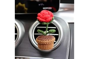 BNTR Flower Car Air Outlet Diffuser Accessory Decoration Stocking Stuffers Cute Knitted Potted Plant Flower Bouquet of Flowers Elegant Creative Car Vent Clip Decoration Nice Gift (Rose)