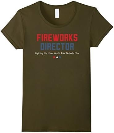 Womens Fireworks Director Shirt 4th of July America USA Novelty Tee XL Olive