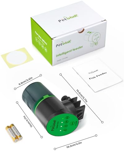 Petbank Automatic Fish Feeder for Aquarium - Auto Fish Food Dispenser Battery Operated Vacation Timer Fish Feeder Automatic Dispenser with 2 AAA Batteries Included