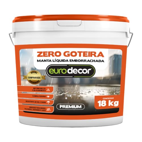 Manta Liquida Emborrachada Premium Euro Decor Zero Goteira 18KG Contra Fissuras Trincas Infiltrações (Branco Neve)