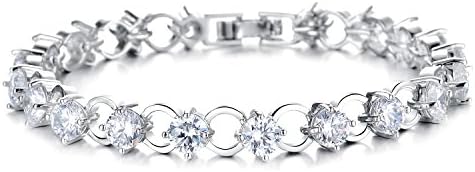 ASTERIA Jewelry Fashion Titanium Platinum Plated Swarovski Elements Cubic Zirconia Stone Bracelet Simple Korean Style in a Gift Box