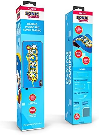 Gaming Mouse Pad ESG Sonic Tapis Gaming (Format XXL, Base en Caoutchouc antidérapante, Anti-Slip Rubber Base) (Classic)