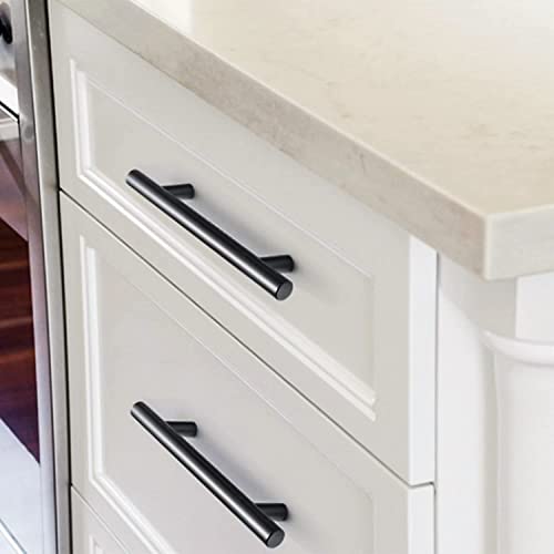 Black Cabinet Handles, Set of 5 Kitchen Cabinet Pulls, Matte Black Cabinet Hardware Bedroom Drawer Pull, T Bar Handles Girls Dresser Pulls, Cupboard Pull Handles- 5.9\