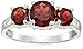 Sterling Silver 3-Stone Garnet Ring, Size 9