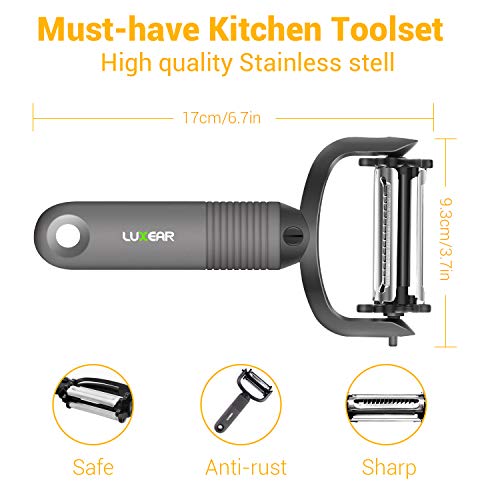 Vegetable Peeler, LUXEAR 3 IN 1 Swivel Yshaped Serrated, Garnish, Julienne Peelers, Great for