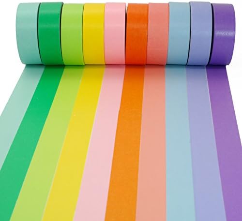 Crafty Rabbit Solid Washi Tape - Set of 10 Rolls - 328 Feet Total - Multicolor