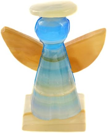 Blue and Tan Onyx Handmade Angel Figurine, 3"
