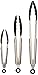 The hölm Set of 3 Heavy Duty, Non-Stick, Stainless Steel Kitchen Tongs (7, 9, and 12 inch). (Black)