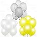 AFTERLOON® Biodegradable Balloons 72 pcs Pearlized White/Silver/Yellow 12 Inch Pearl Color, Pearlescent Thickened Extra Strong Latex Helium Float, for Baby Gender Wedding Birthday Party Decorations