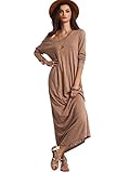 MakeMeChic Women's Loose Scoop Neck Solid Dress