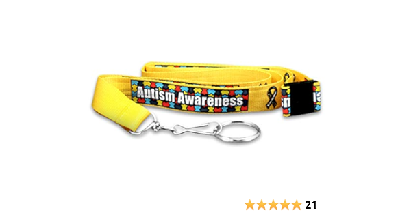 Amazon Com Fundraising For A Cause Autism Awareness Break Away Lanyards Multicolored Autism Puzzle Piece Breakaway Badge Holders 1 Lanyard Office Products